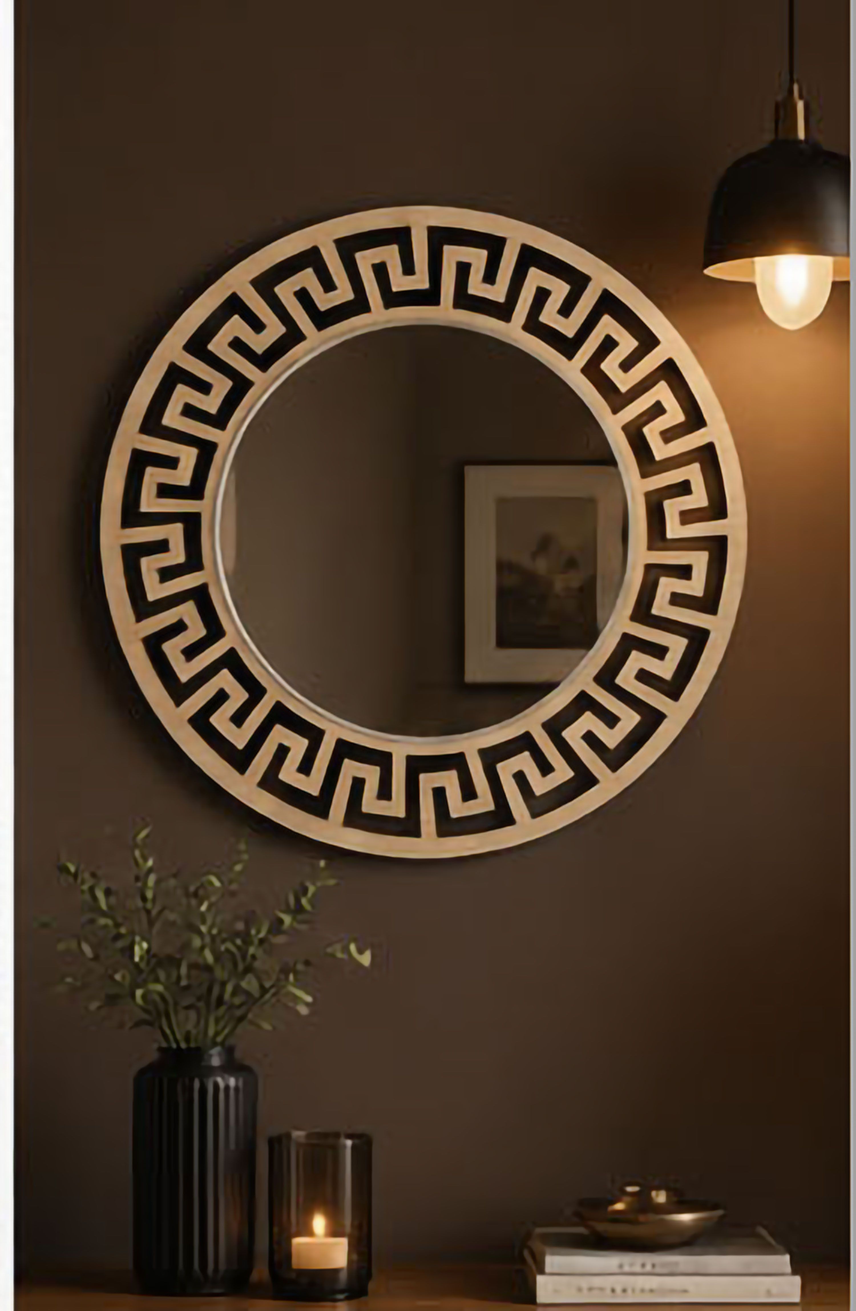 Modern Wooden Wall Mirror Decorative Hanging Mirror for Home Interiors - 16Inch Bathroom Mirror-image-2