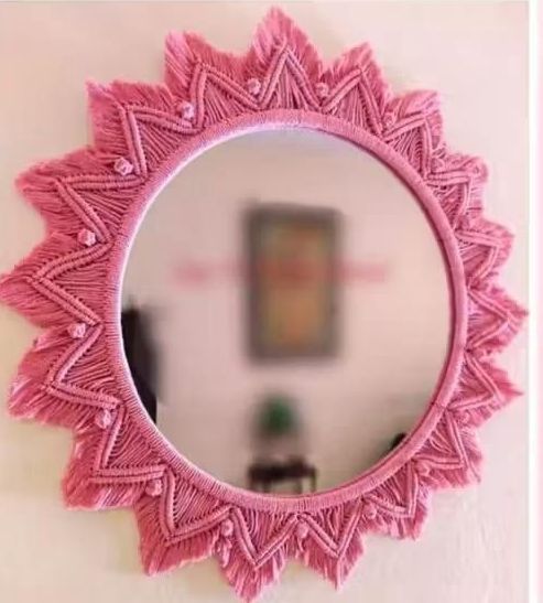 Cotton Wall mirror baby pink Decorative Mirror