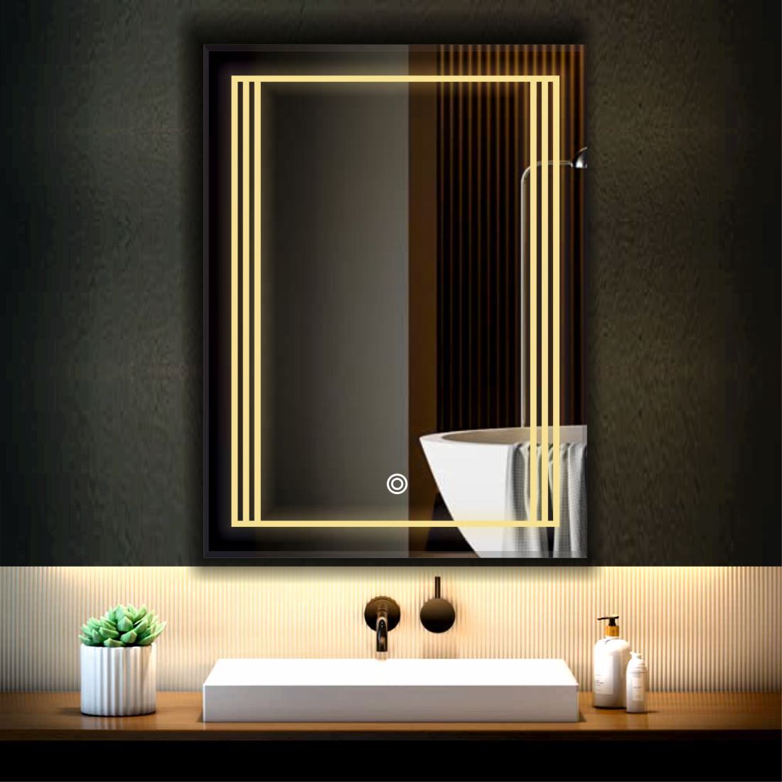 LED Mirror 12x18 3 In 1 Light Mode Bathroom Mirror-image-0