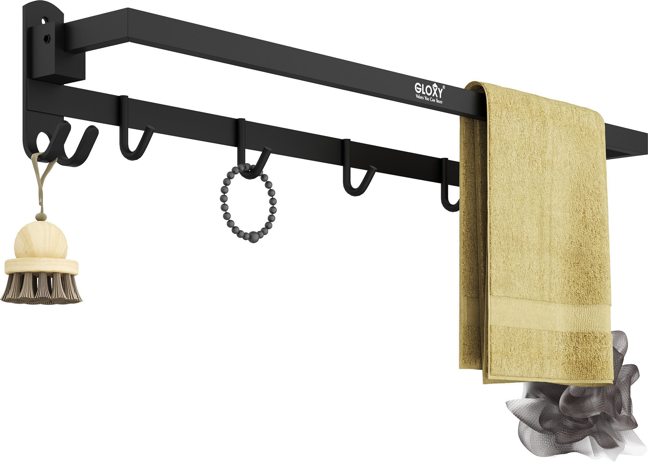 Space-Efficient Dual Foldable Towel Stand with Hooks Bathroom Mirror-image-25
