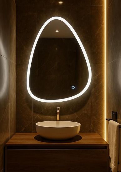 pinicode IRREGULAR MIRROR WITH THREE COLOR LED LIGHTS AND TOUCH SENSORS 21"X16" FB2 Bathroom Mirror-picture-4
