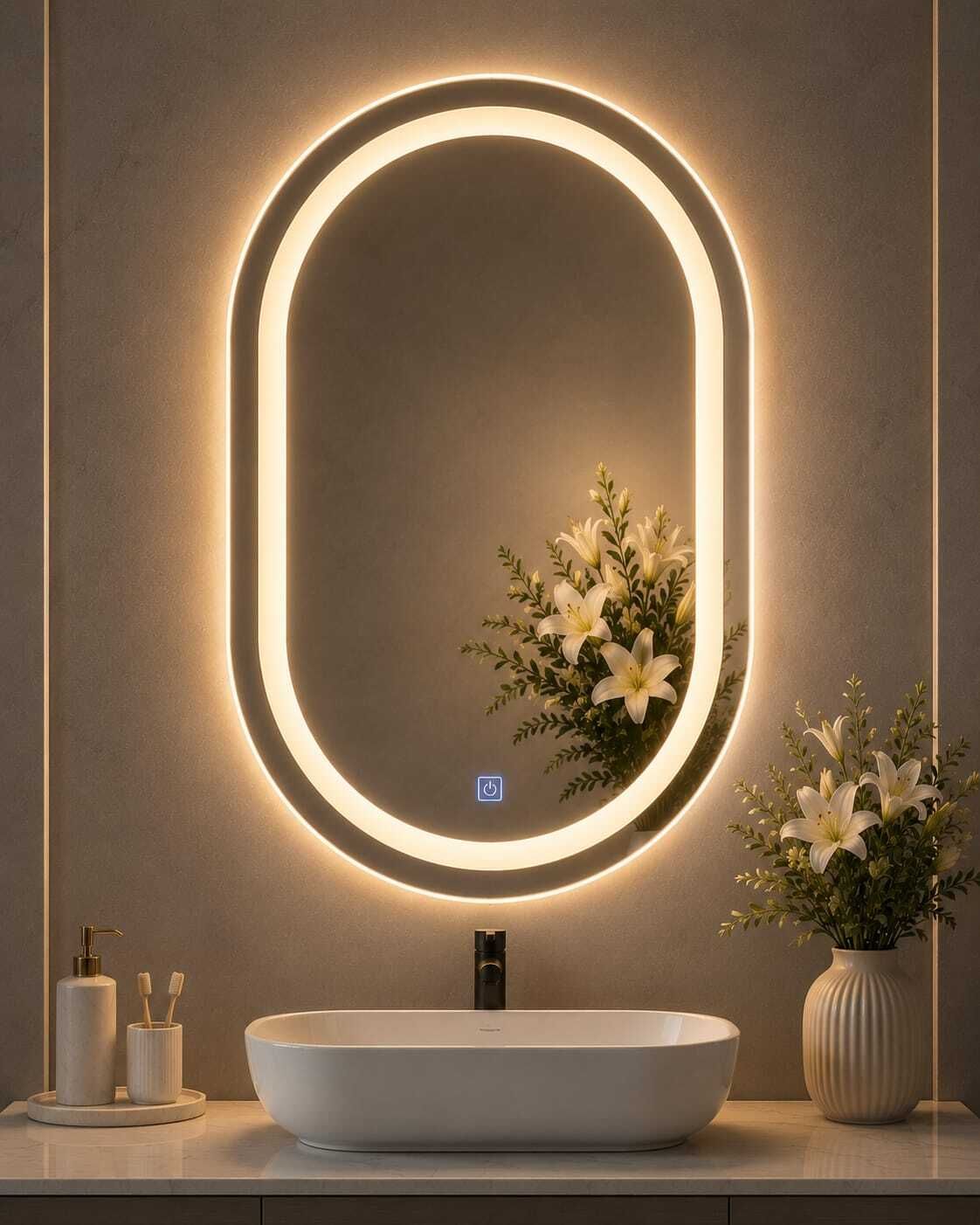 mora trendz Capsule Shape 24x18 inch LED Mirror Bathroom Mirror-picture-21