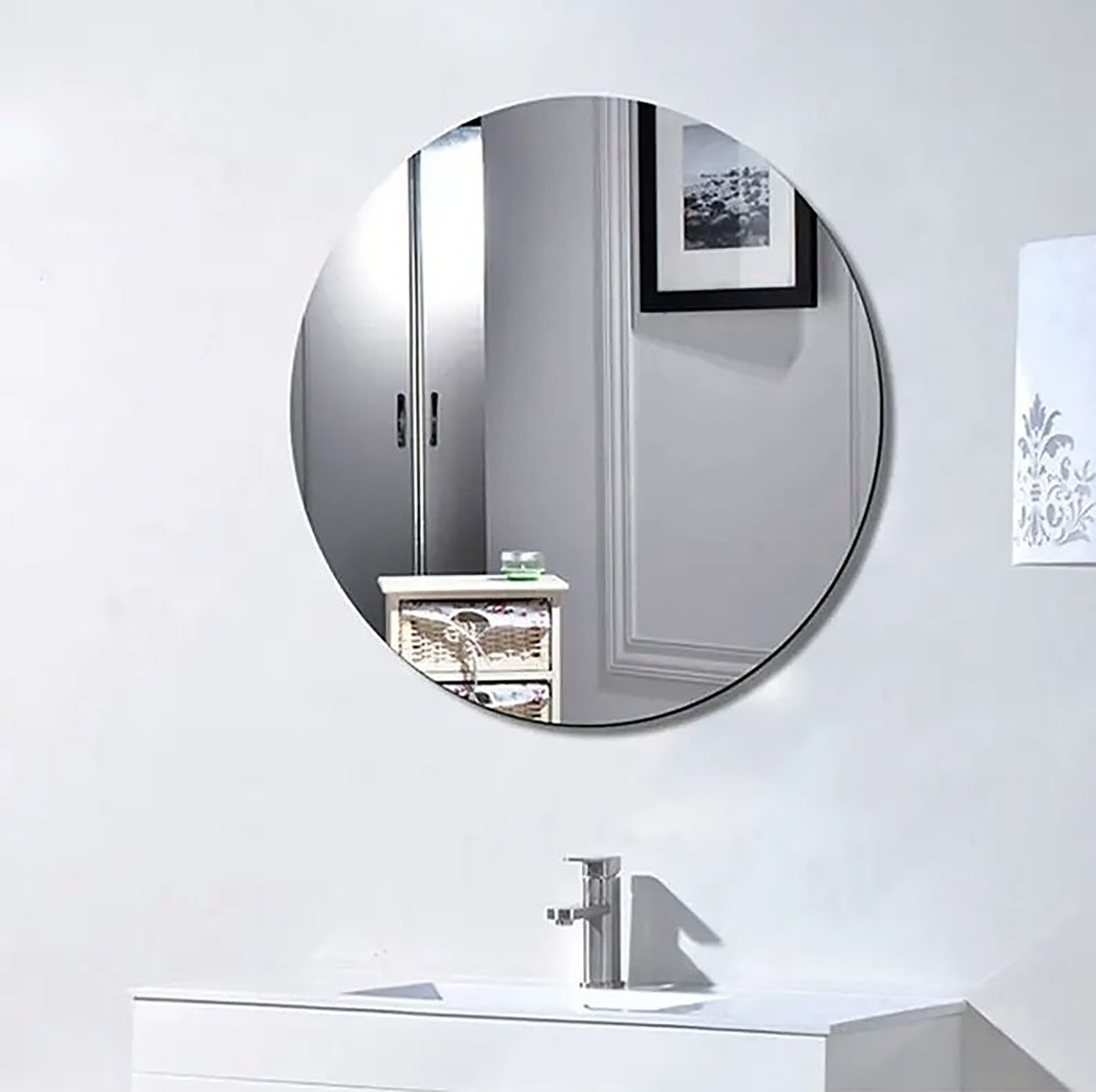 saini darpan Round Wall Mirror for Bathroom & Dressing Room | Modern Home Décor 12Inch Bathroom Mirror-picture-29