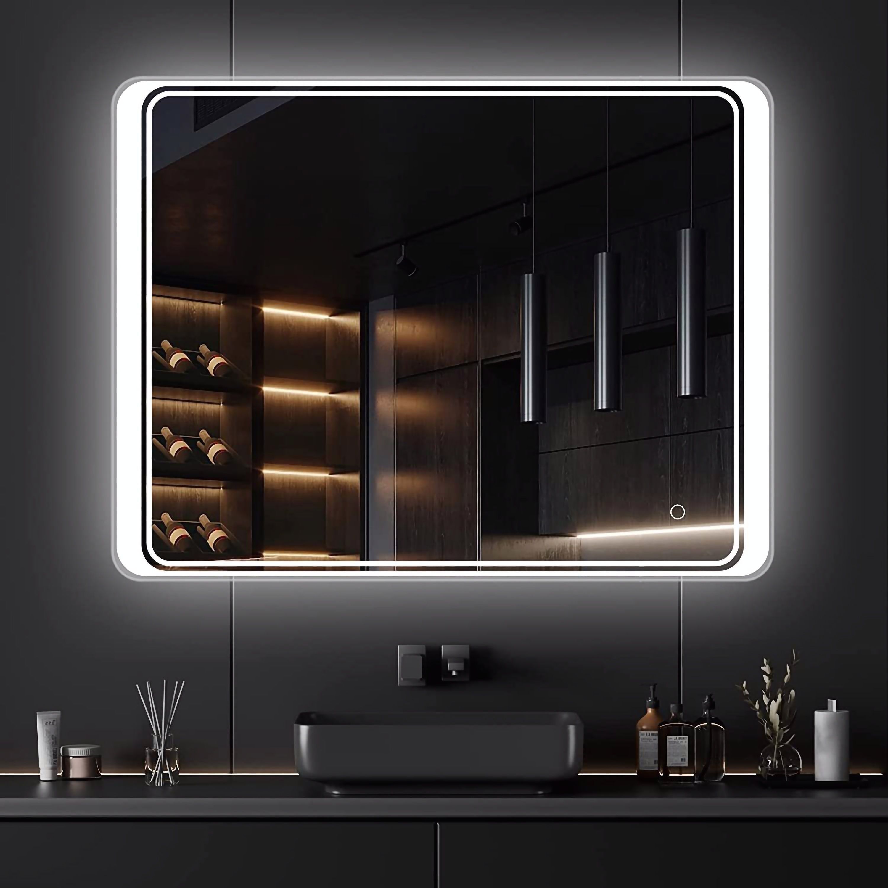 arc homes & memorials Modern Designed LED Circular Wall Mounted 15*18 inch & 3 Mode Backlit Lighted_k Bathroom Mirror-picture-38