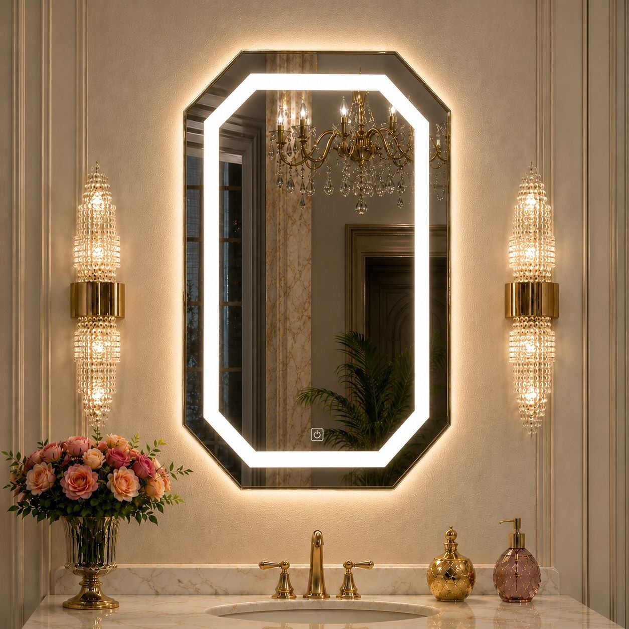 glowmira 18x24 Smart Light mirror with touch sensor 3 Colors wall miirror lighted Mirror Bathroom Mirror-picture-12