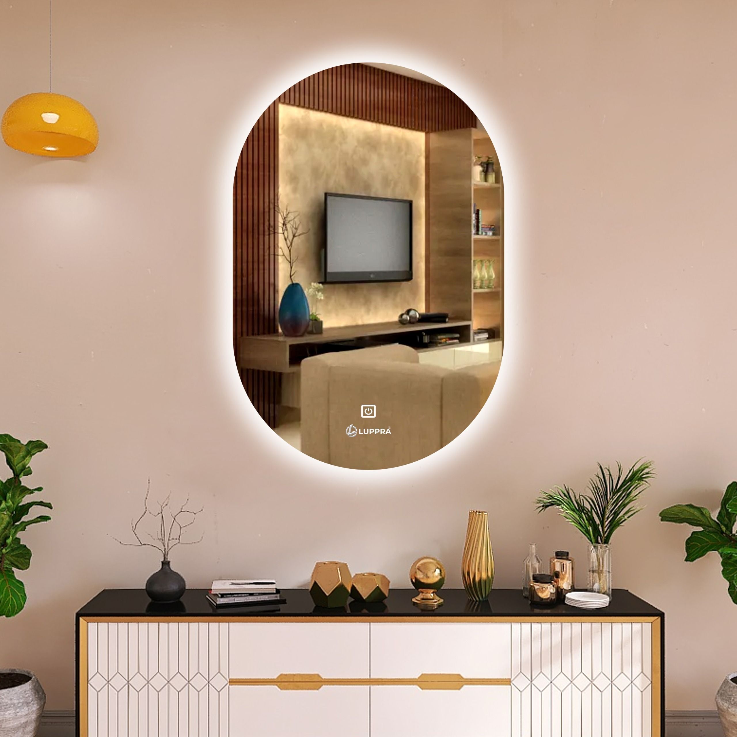 12 × 18 in Capsule Touch-Sensor LED Wall Mirror for Bathrooms Bathroom Mirror Bathroom Mirror