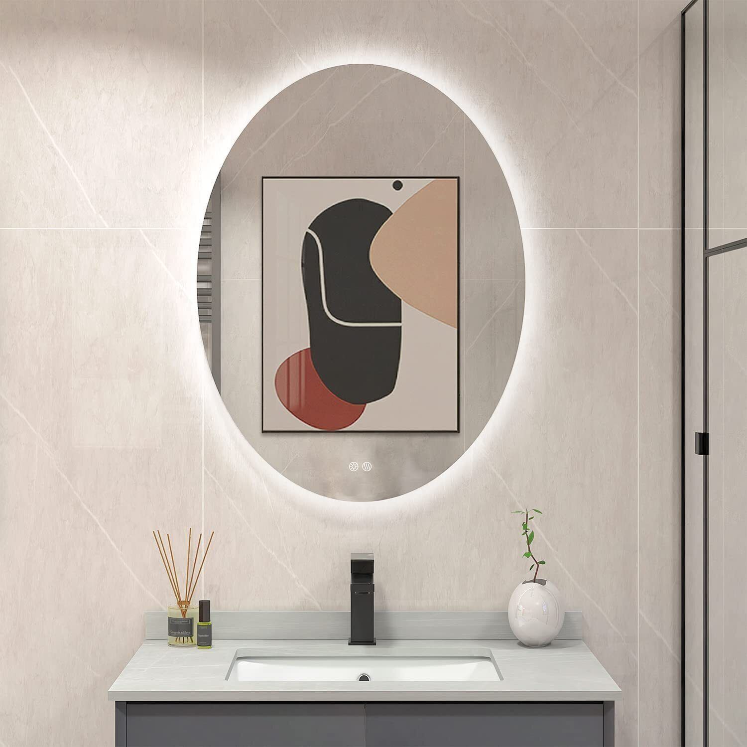 Led Mirror with Light Bathroom Wall Decor Makeup Room 12x18 Inch LT21 Bathroom Mirror-image-13