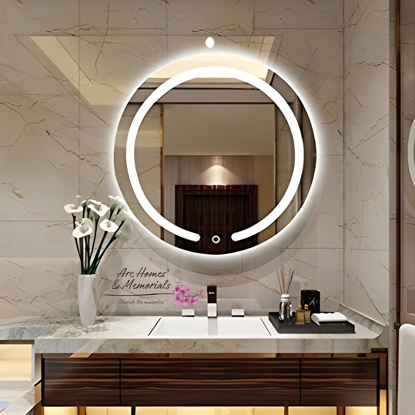 arc homes & memorials Circular Mirror Wall Mounted 18 inch For Bathroom & livingRoom Bathroom Mirror-picture-18