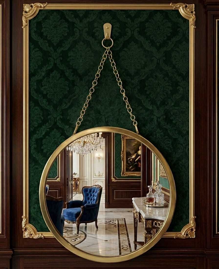 highdesignimpex Mirror with chain hanging design 12 inch Gold Bathroom Mirror-picture-0