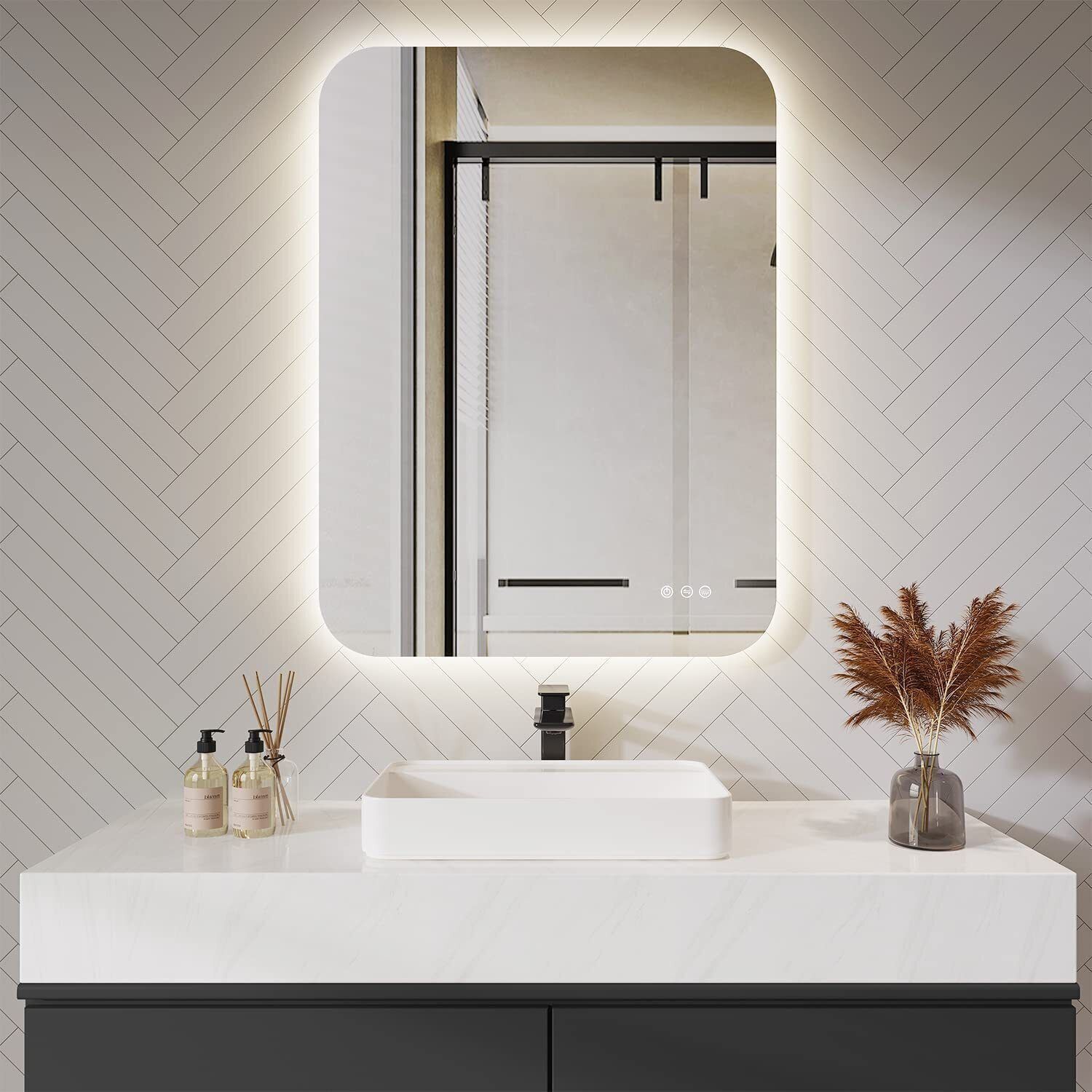 Led Mirror with Light Bathroom Wall Decor Makeup Room 18x24 Inch LT14 Bathroom Mirror-image-12