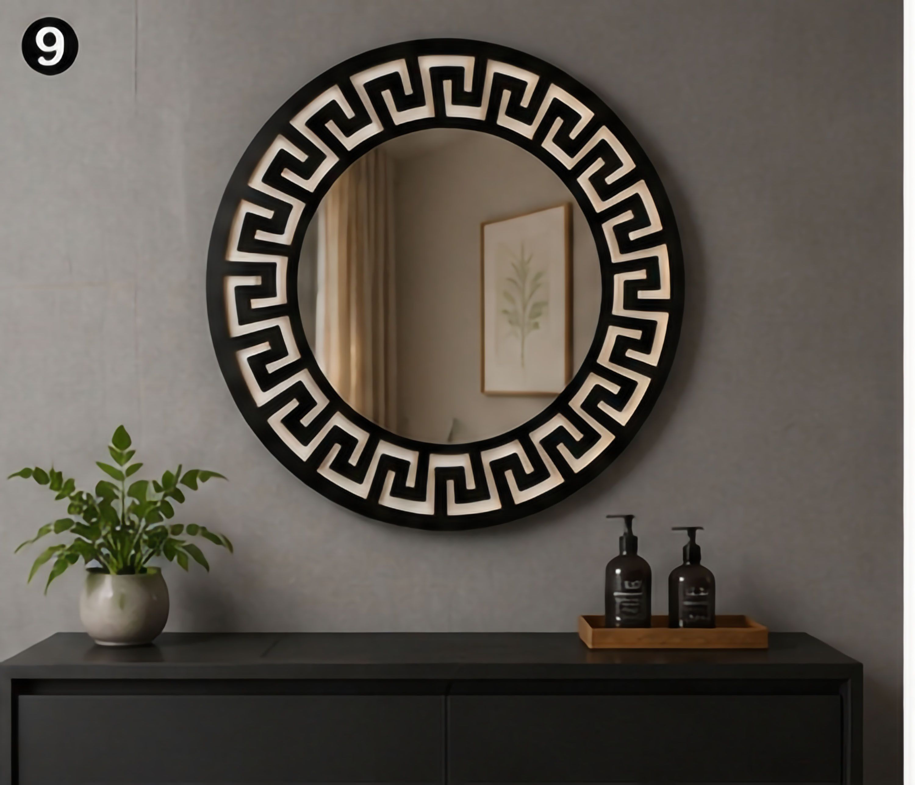 Premium Black Wall Mirror Stylish Decorative Mirror for Modern Interiors -16Inch Bathroom Mirror-image-1