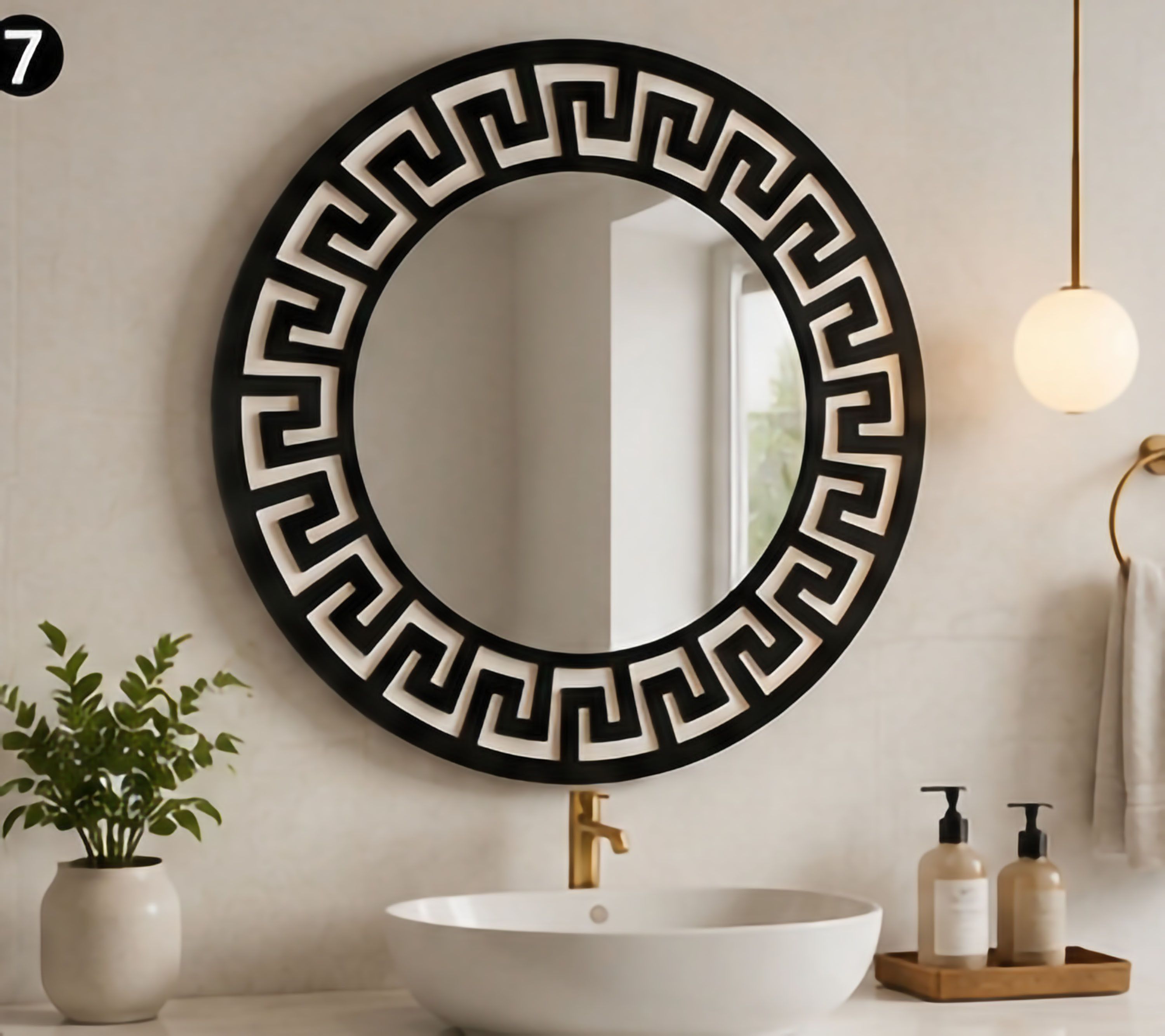 Decorative Black Wooden Mirror for Bathroom Bedroom Living Room Wall - 16Inch Bathroom Mirror-image-3