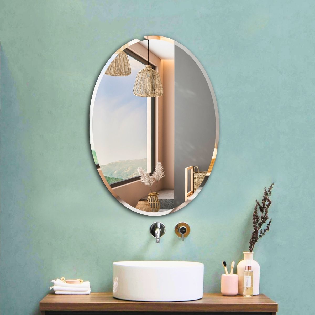 Wall Mirror For Bathroom, Basin Mirror, Mirror For Room, Glass-12”X18”-BM1218A3 Bathroom Mirror-image-20