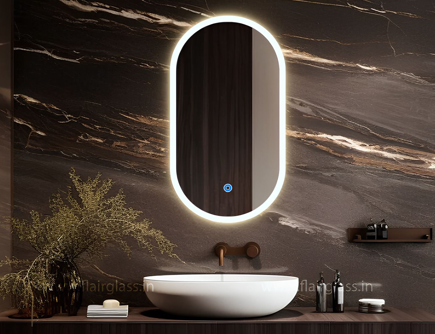 LED Mirror For Bathroom capsul shape Size 18x24 Decorative Mirror with Lights Bathroom Mirror-image-21