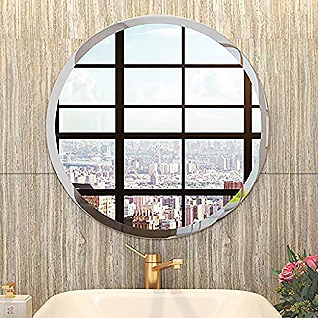 painting mantra Beveled Glass Wall in Round Shape Bathroom Mirror-picture-20