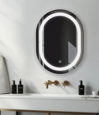 pinicode ELEGANT OVAL MIRROR WITH THREE COLOR LED LIGHTS AND TOUCH SENSORS 16"X21" FR Bathroom Mirror-picture-12