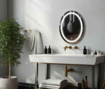 pinicode ELEGANT OVAL MIRROR WITH THREE COLOR LED LIGHTS AND TOUCH SENSORS 18"X24" FR11 Bathroom Mirror-picture-9