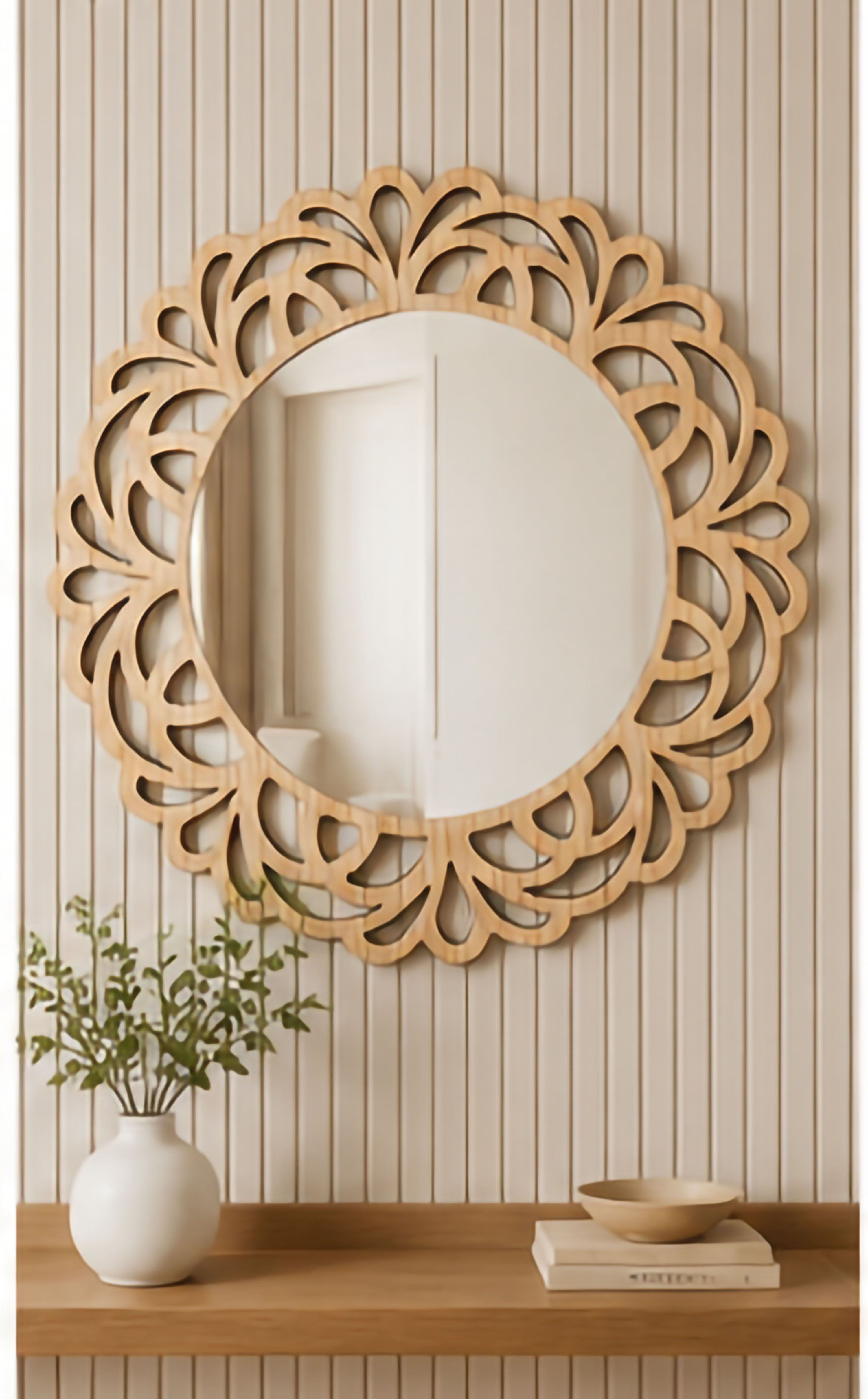 Decorative Wooden Frame Mirror for Living Room Bedroom Entryway Bathroom-16Inch Bathroom Mirror-image-0