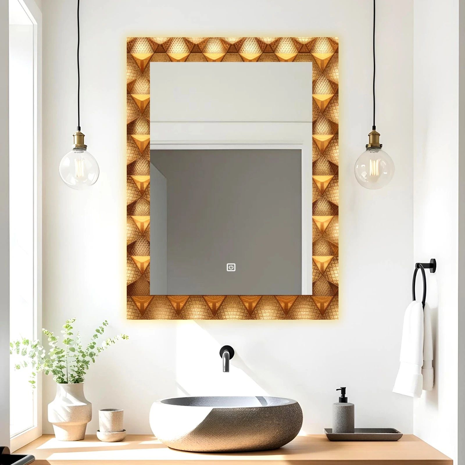 UV-Printed 18×24 LED Wall Mirror Decorative Mirror-image-1