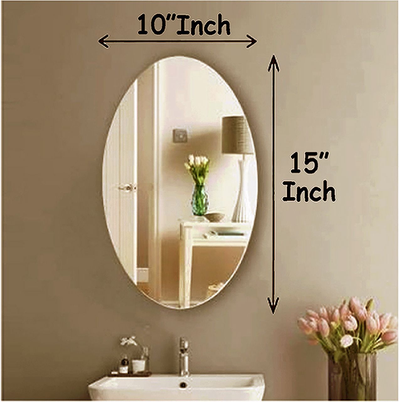 (10 x 15 Inch) Antique Finish Oval Shape Wall Mirror SB0109 Bathroom Mirror