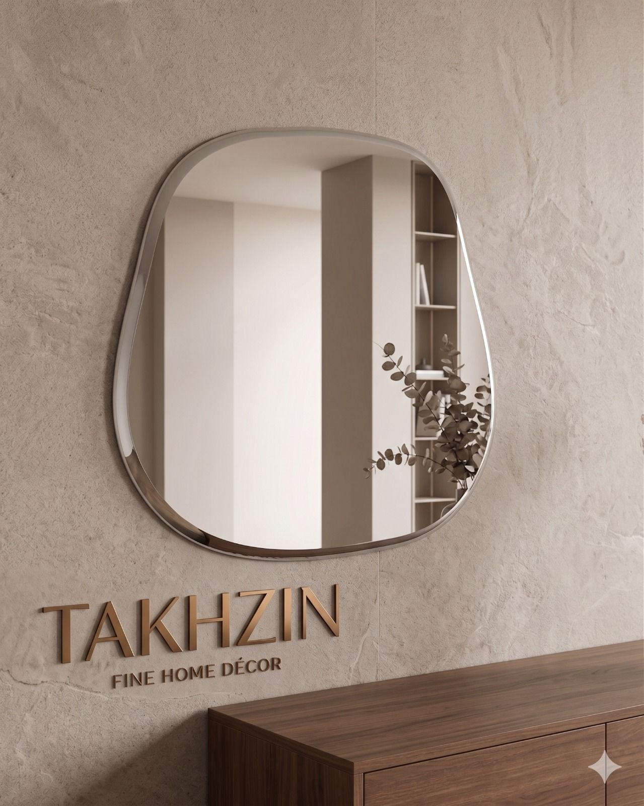 Stone Shape Decorative Mirror 24x24 Inch HD Glass Wall Mounted Vanity Mirror Bathroom Mirror-image-45