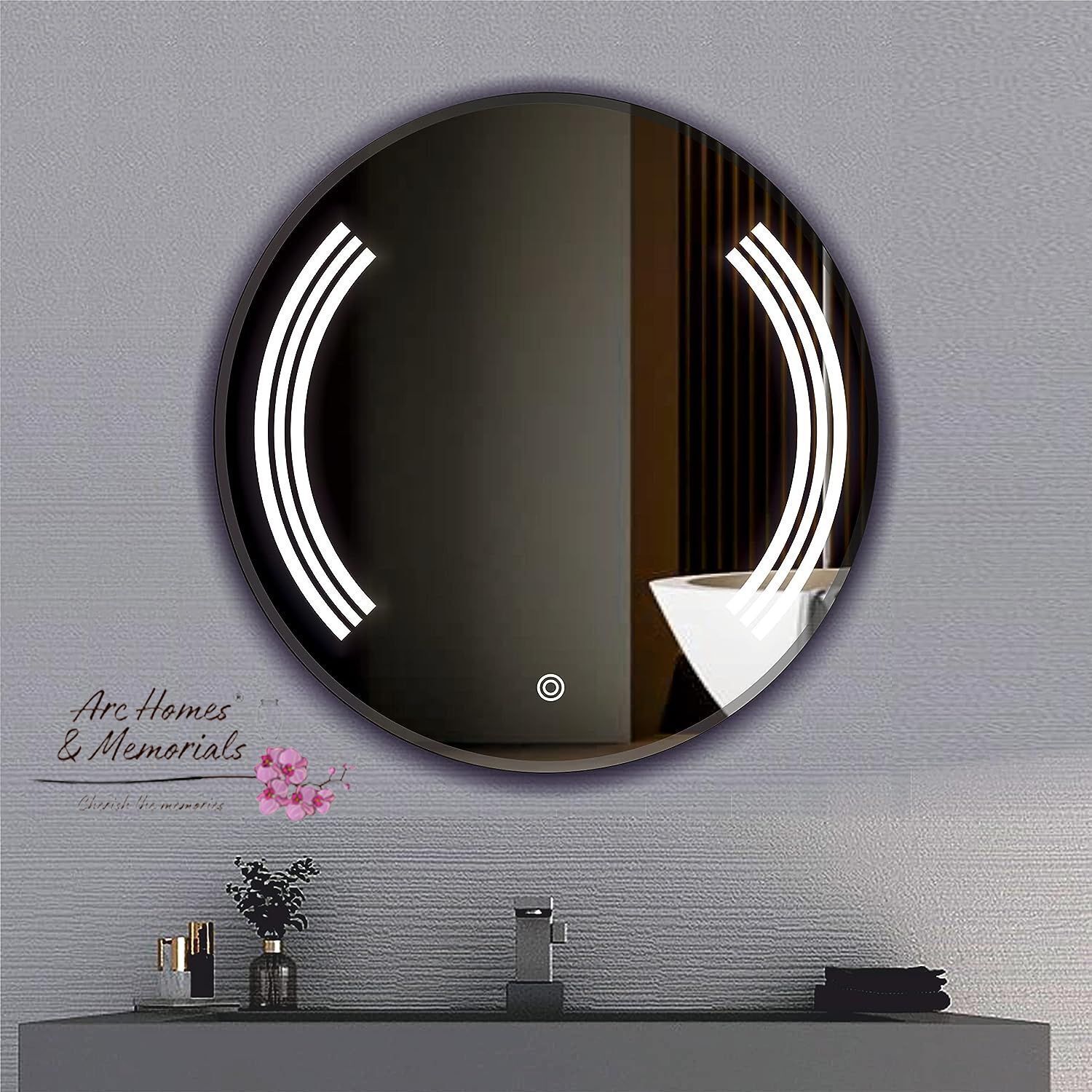 arc homes & memorials Modern Designed LED Circular Wall Mounted 18*18inch & 3 Mode Backlit Lighted_k Bathroom Mirror-picture-17