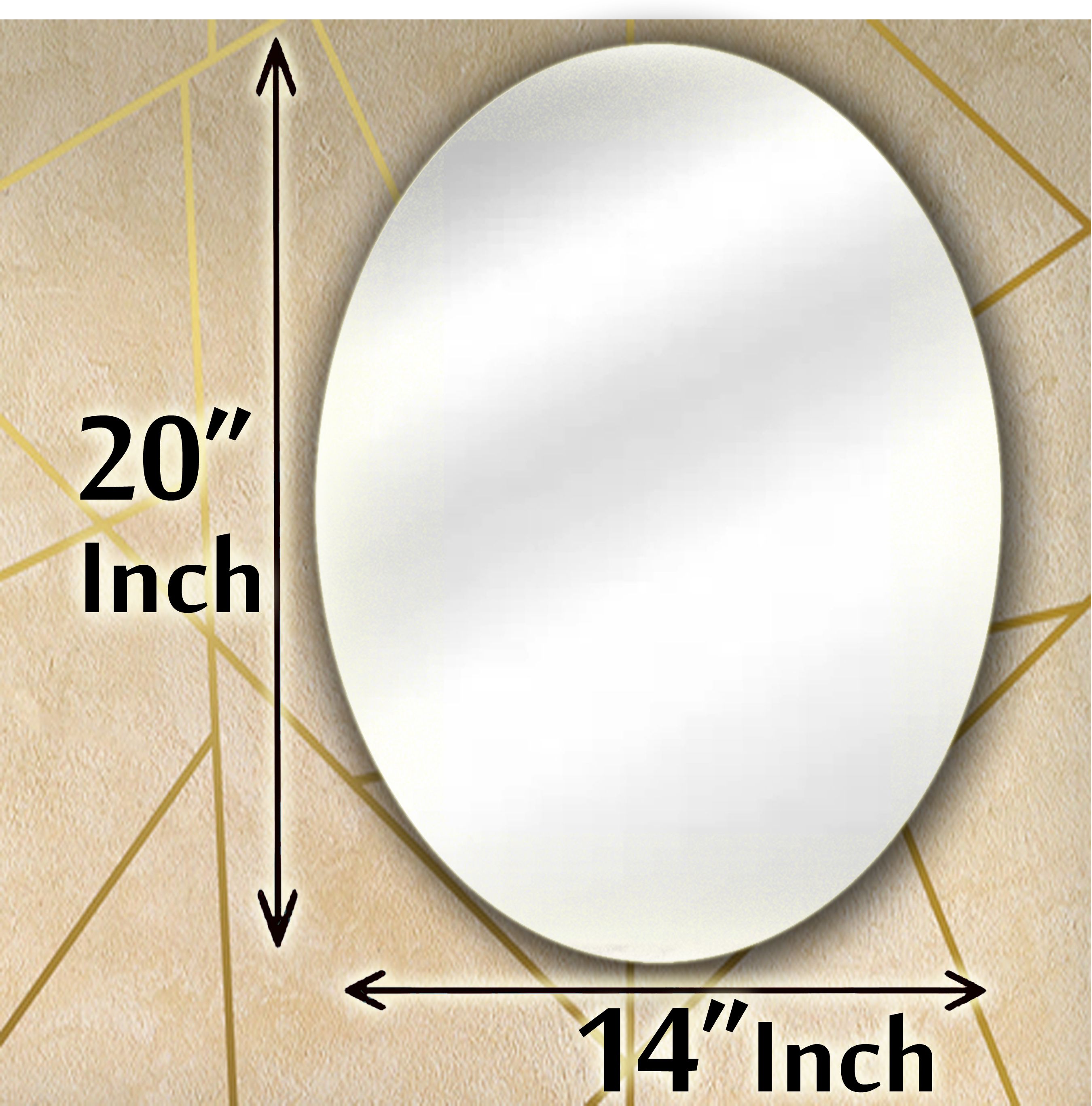 14" × 20" Inch OVAL Shape Mirror, 3.5mm thick Bathroom Mirror