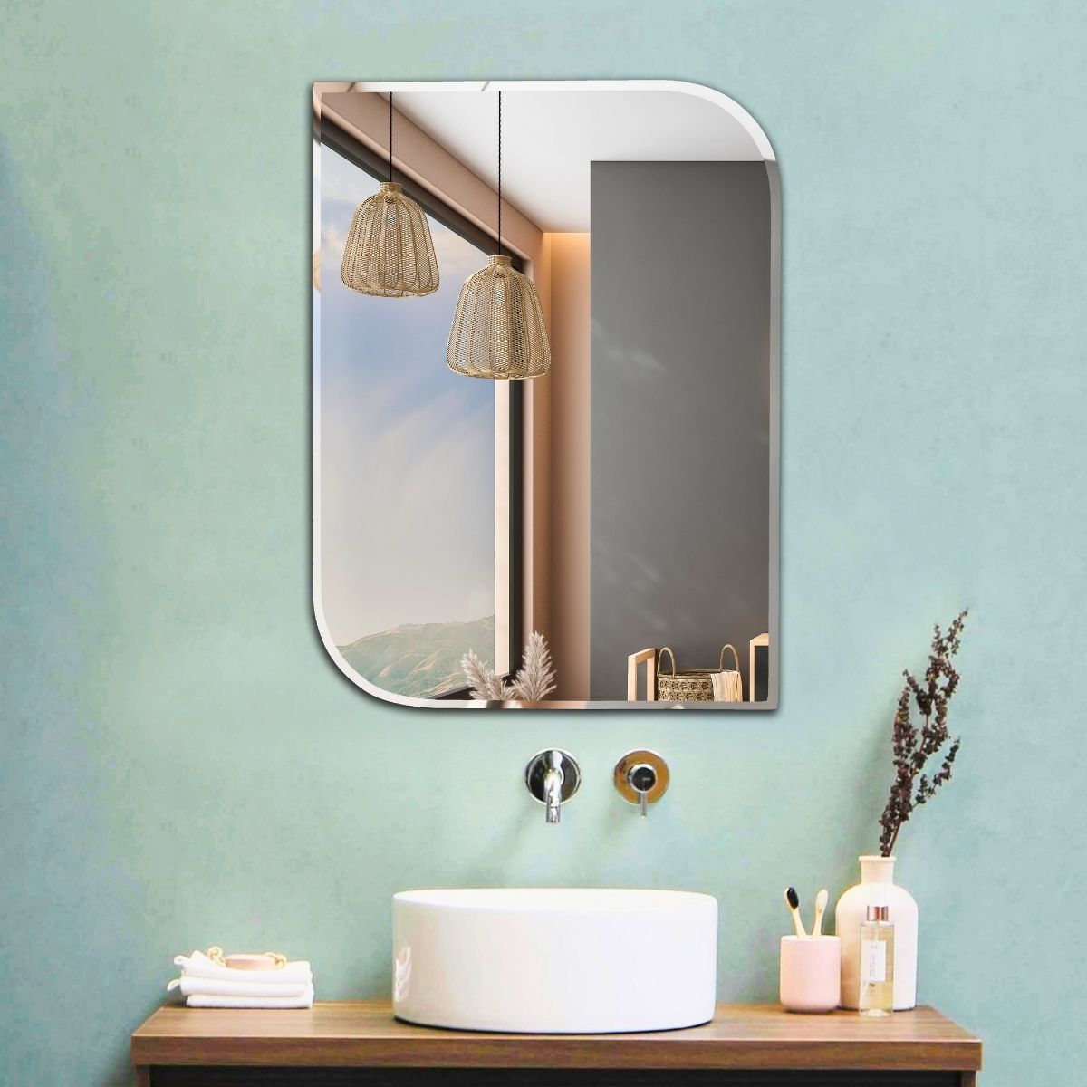 Wall Mirror For Bathroom, Basin Mirror, Mirror For Room, Glass-15”X21”-BM1521A6 Bathroom Mirror-image-17