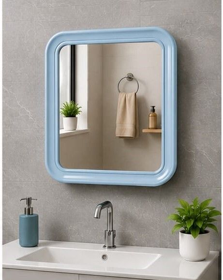Premium Modern Wall Mirror with Round Corners | Glossy Frame 31x40 Bathroom Mirror-image-20