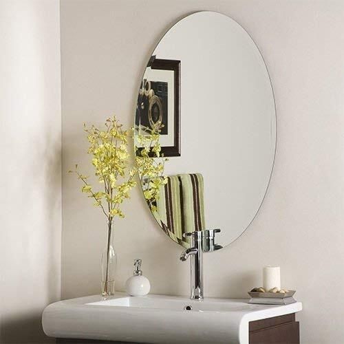 18 X 24 Inches Frameless Decorative Oval Wall Mount Mirror Bathroom Mirror