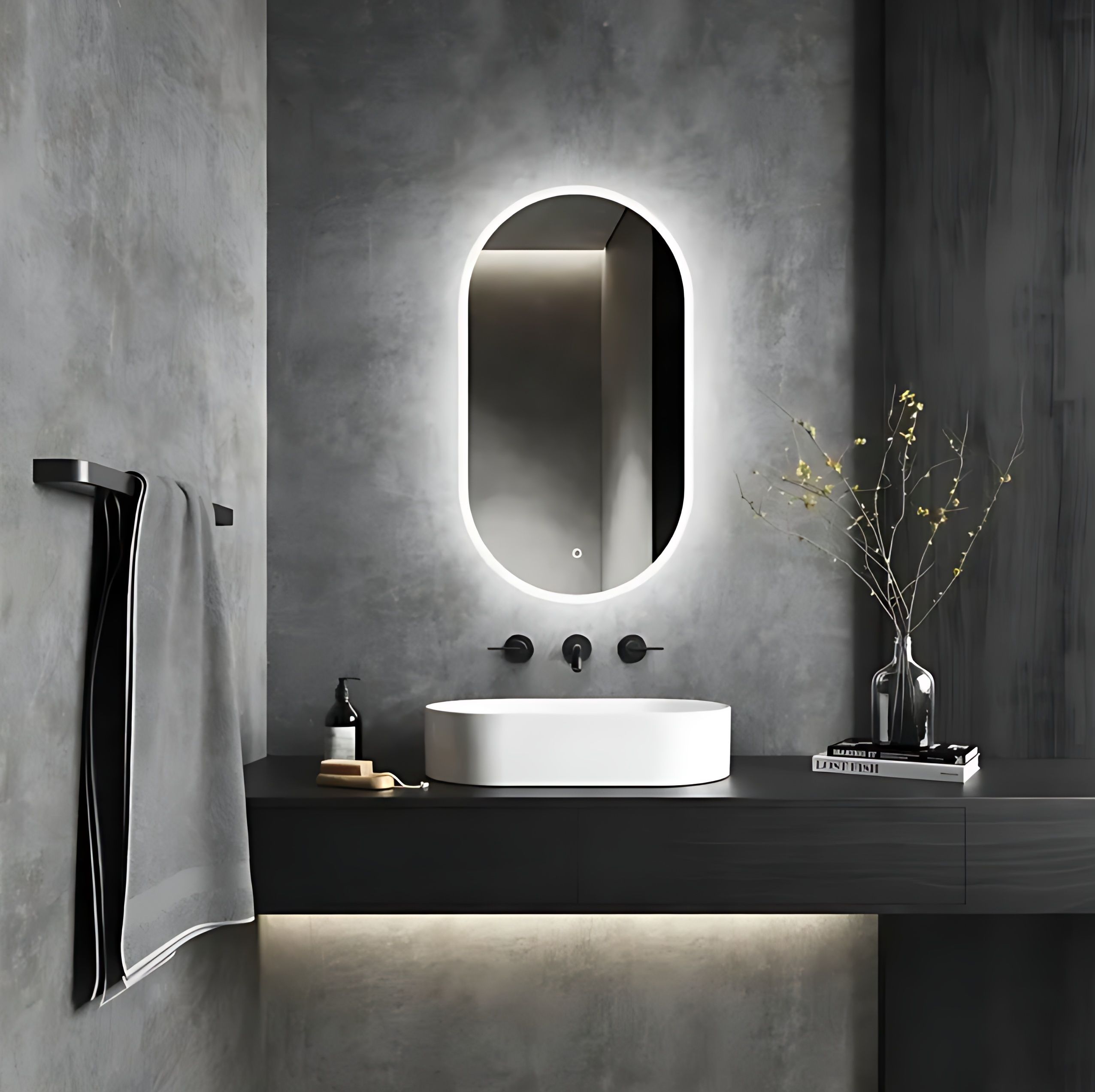 sanif Capsule Design LED Mirror For Bathroom||Size 18x24||Decorative Mirror|| Bathroom Mirror-picture-16