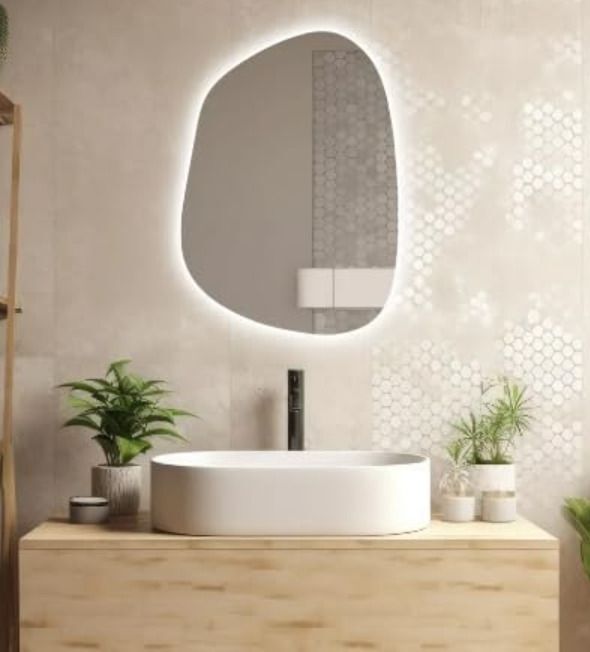 aruzetech IRREGULAR MIRROR WITH THREE COLOR LED LIGHTS AND TOUCH SENSORS 21"X16" FB Bathroom Mirror-picture-32