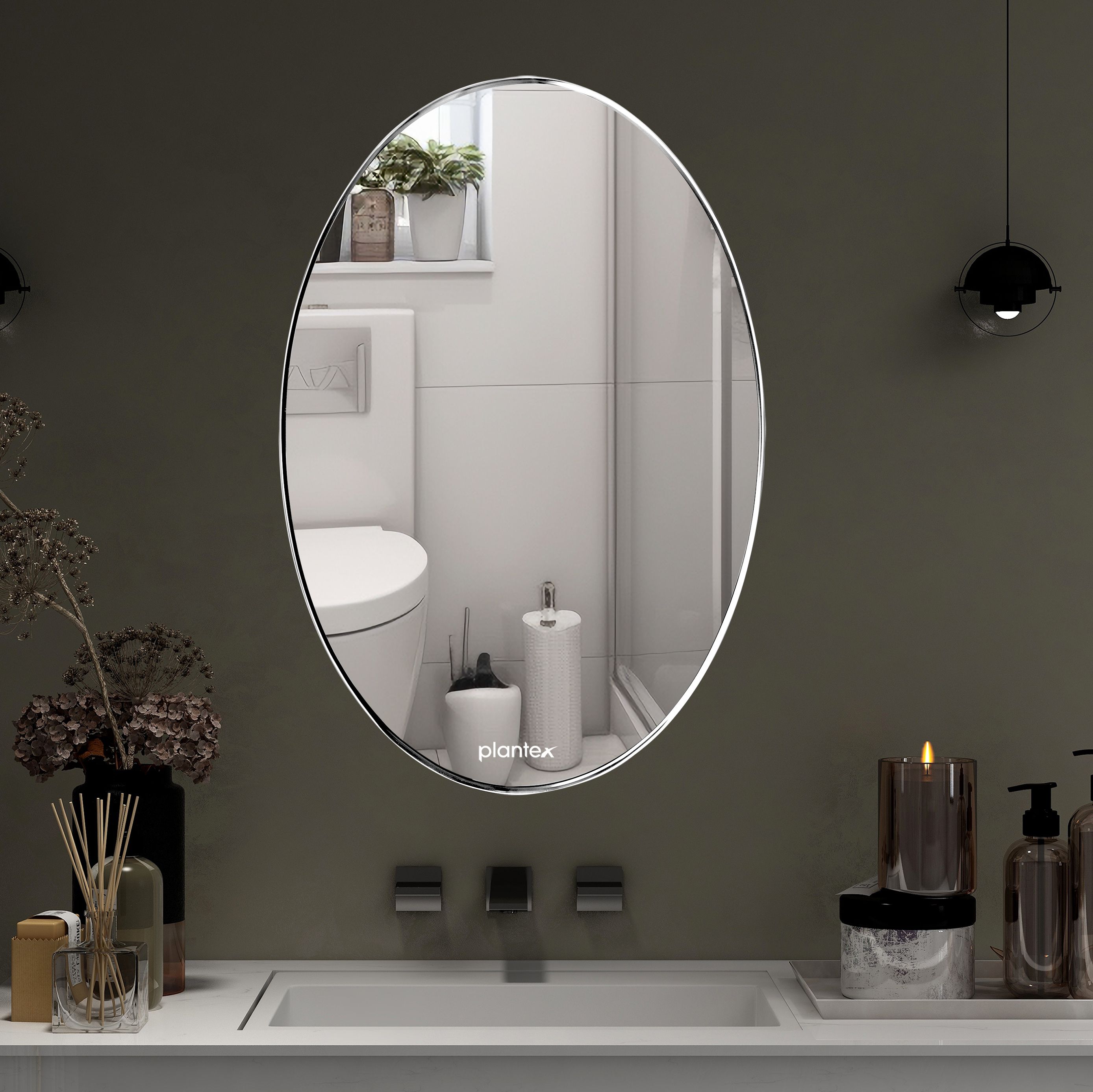Bathroom Mirror/Mirror for Wall/Mirror for Wash Basin/Living Room - (18x12 inch) Bathroom Mirror-image-17