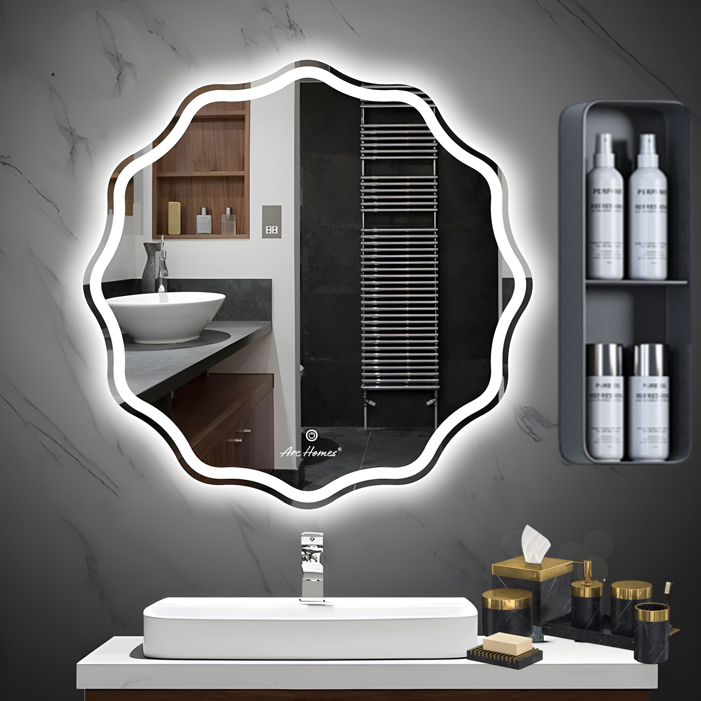 Wavy round mirror 18 inch for Bathroom and livingroom Bathroom Mirror-image-12