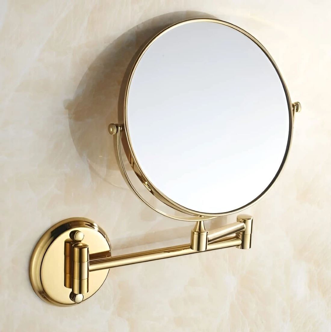 Brass & SS-304/ 360 Swivel Magnifying/Makeup Mirror/8 Inch/ 5x/1x-Magnification Bathroom Mirror-image-2