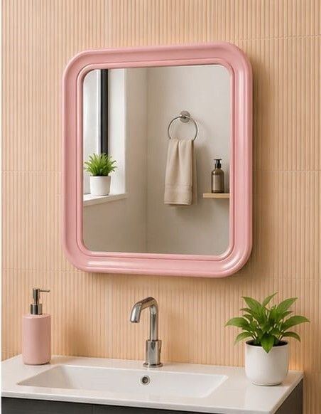 Wall Mirror with Round Corners | Modern Premium Glossy Frame 31x40 Bathroom Mirror-image-22