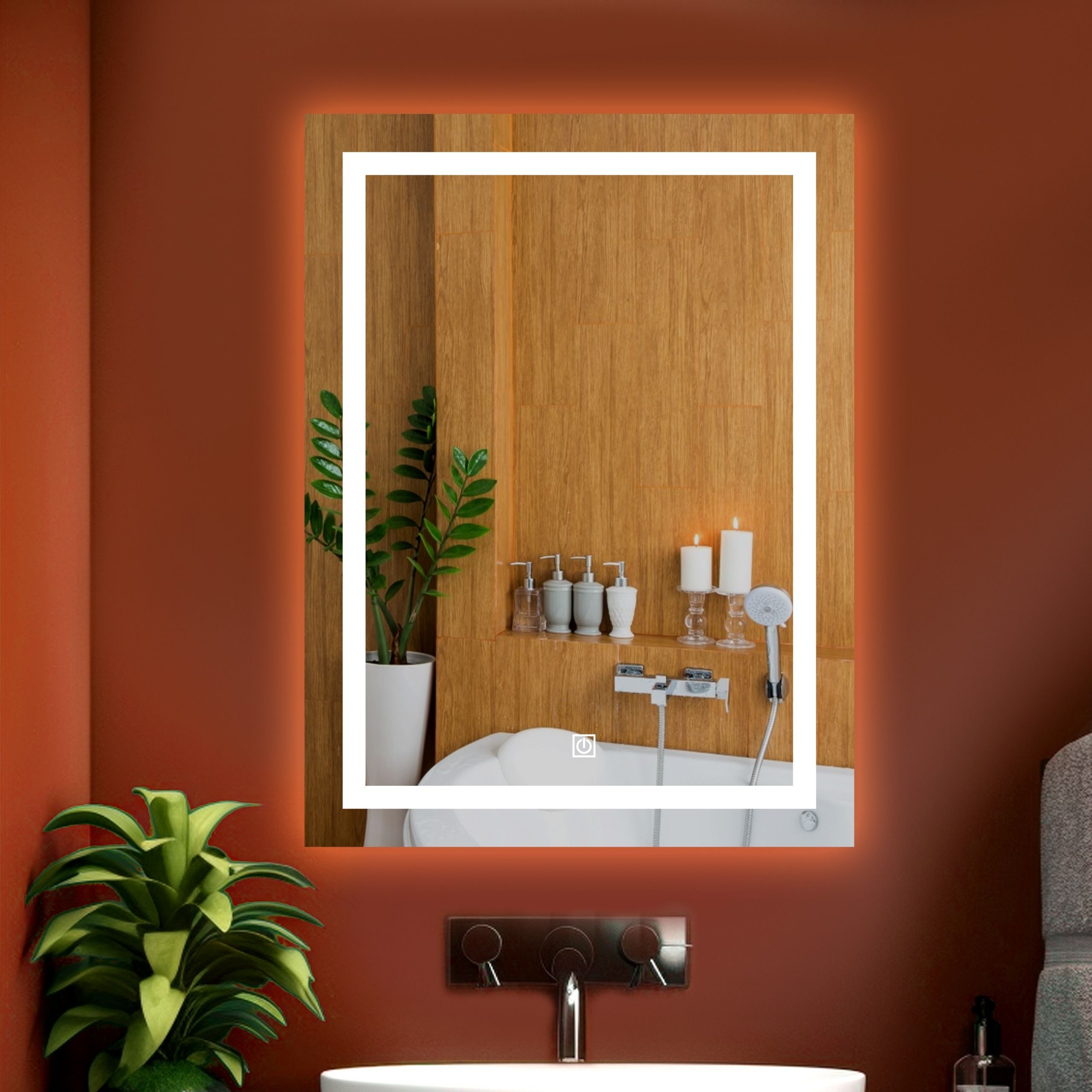 12 x 18 Touch-Sensor LED Wall Mirror Bathroom Mirror