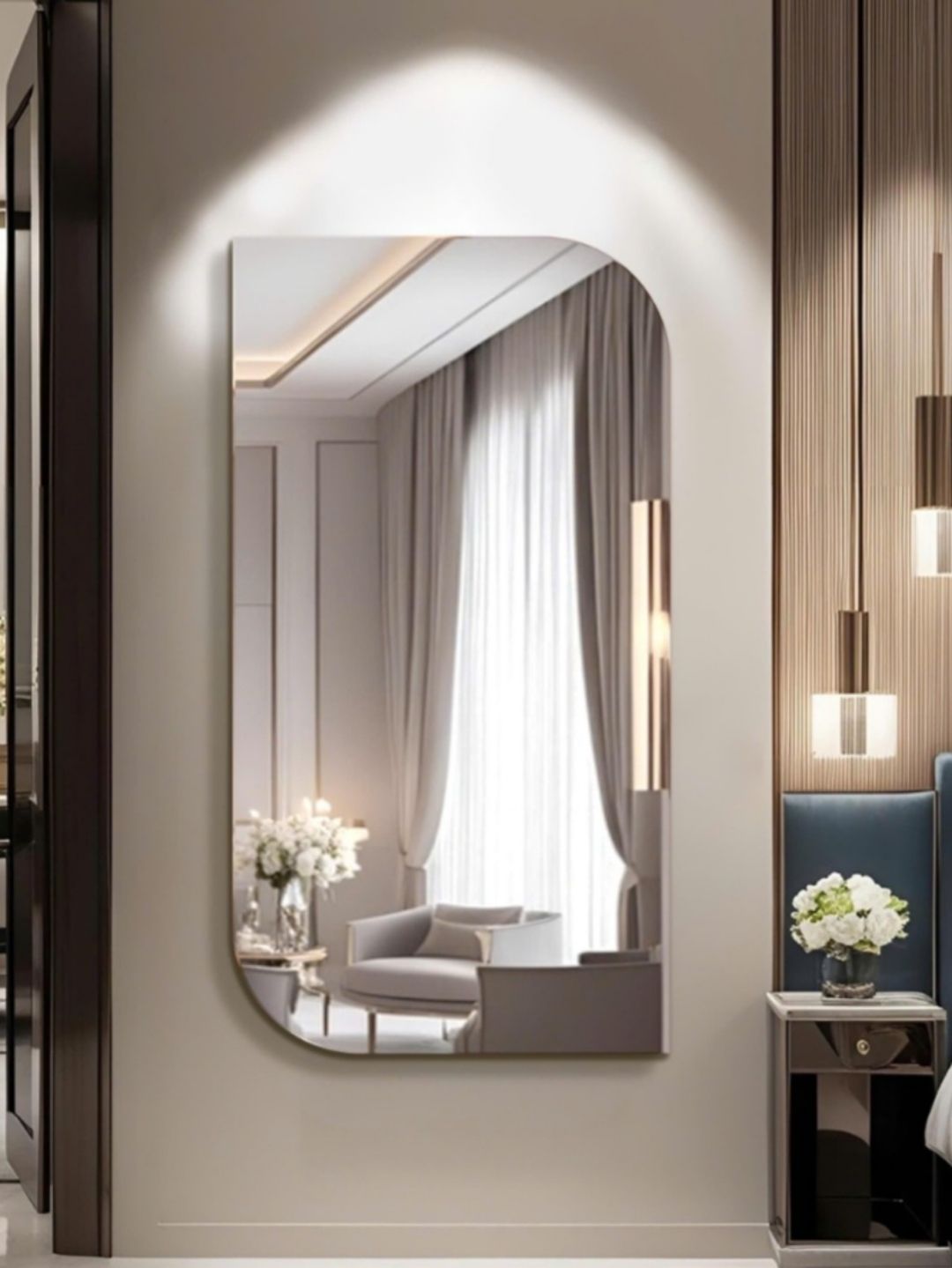 12x18 Wall Mounted Rounded Corner Design Glass Bedroom Vanity Decorative Mirror Bathroom Mirror-image-19