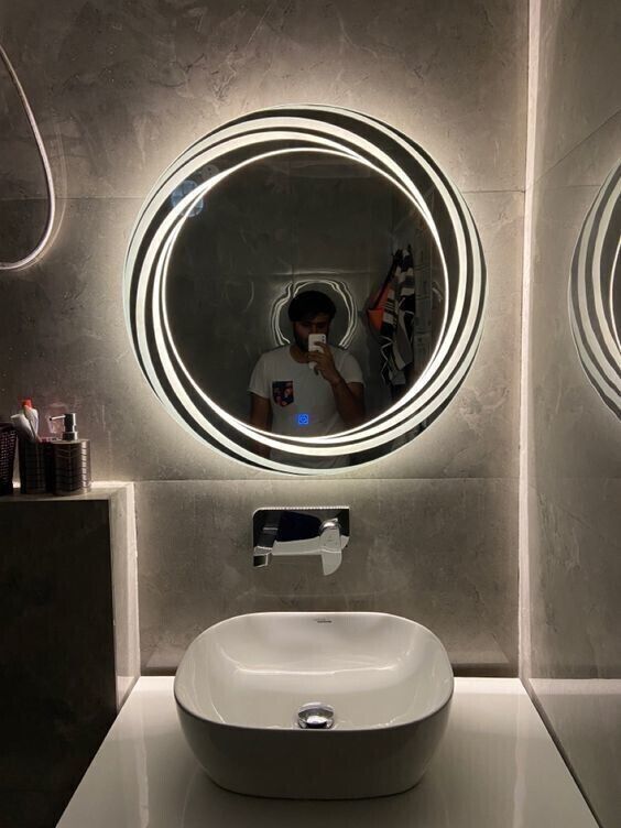 origin mirrors 057 triple light modern open led mirror wall mount ( Round : 21 x 21 Inch ) Bathroom Mirror-picture-13