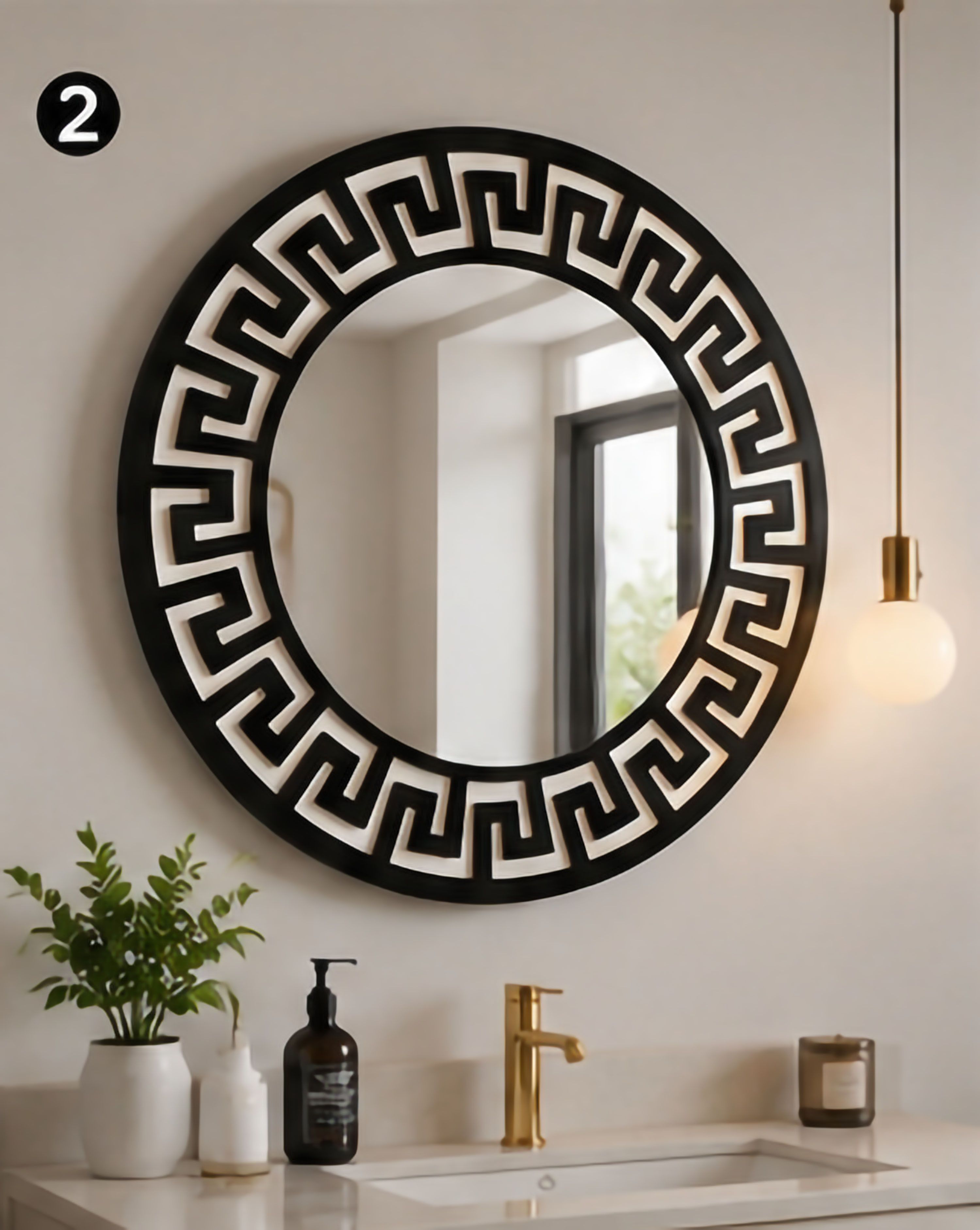 Designer Black Decorative Wall Mirror for Living Room Bedroom Bathroom - 16Inch Bathroom Mirror-image-16