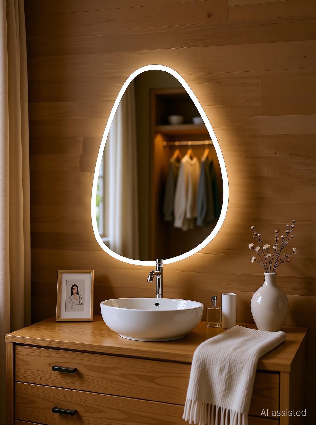 pincode Led Mirror for bathroom Antiq Shape || Size 18x24,_new Bathroom Mirror-picture-40