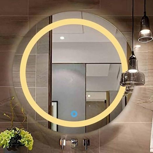 LED MIROR 18"X18" INCH WITH THREE COLOR LIGHT AND TOUCH SENSOR E9 Bathroom Mirror-image-18