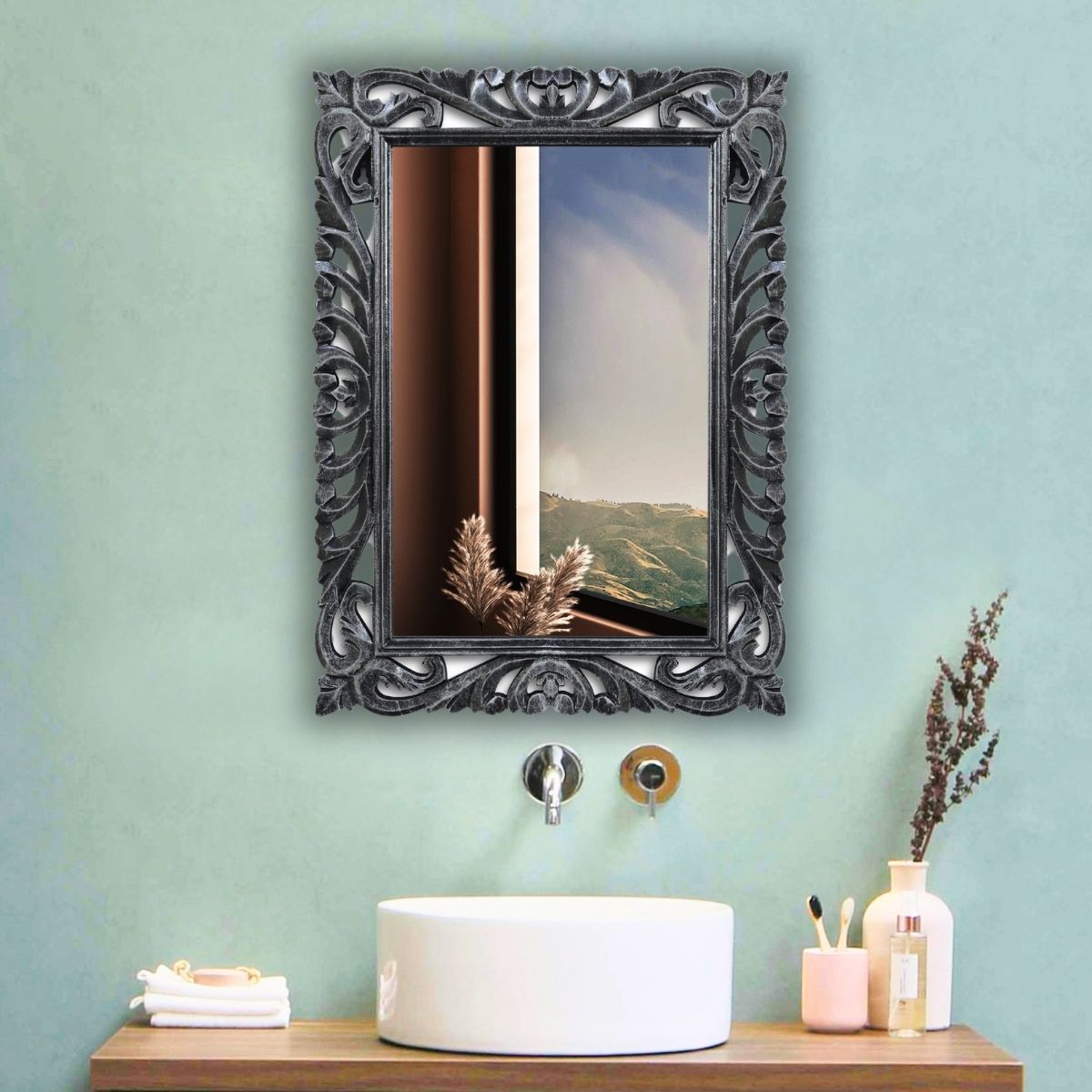 Wall Mirror For Bathroom, Basin Mirror, Mirror For Room, Glass-18”X24”-CM1824A1 Bathroom Mirror-image-16