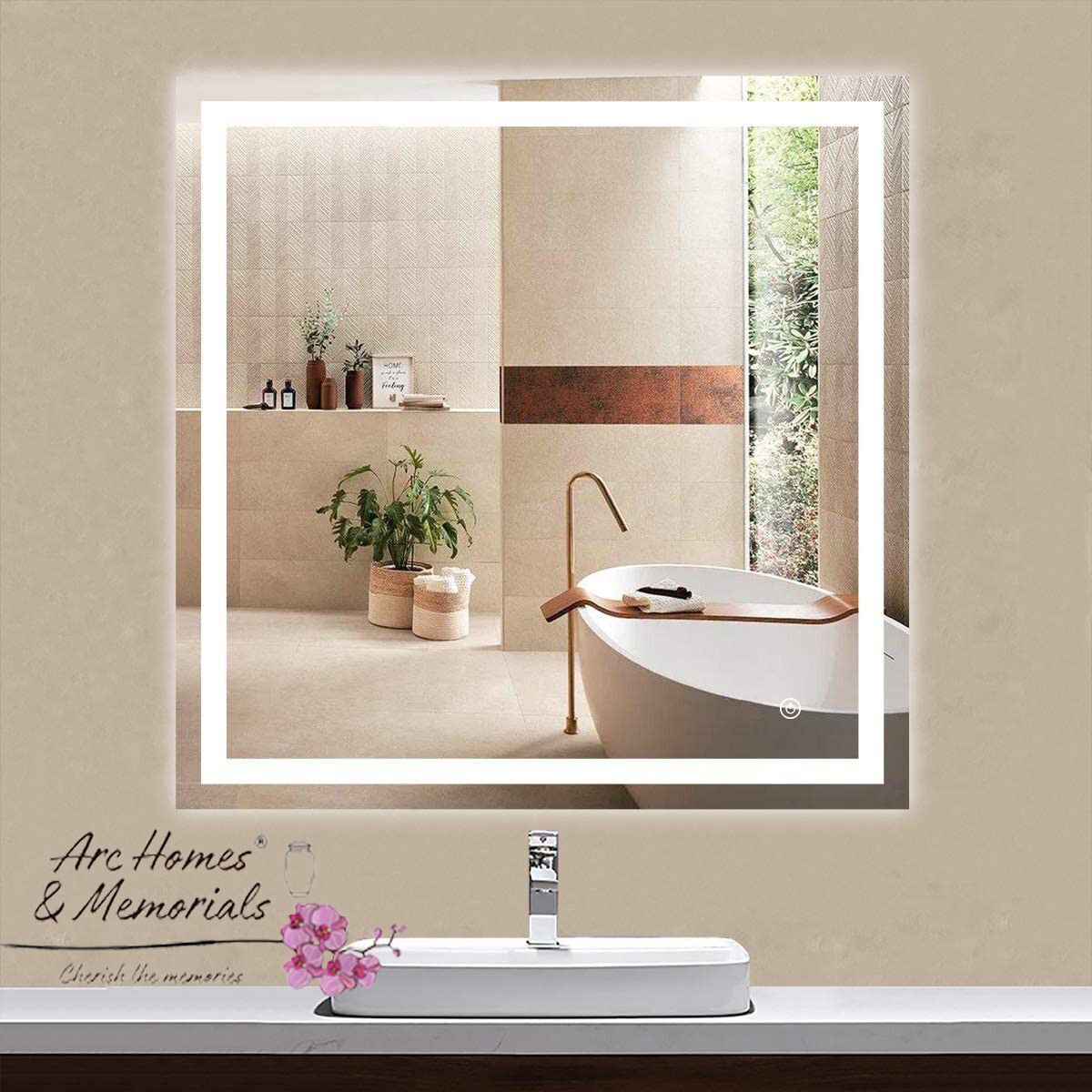 arc homes & memorials Modern Designed LED Circular Wall Mounted 18*18 inch & 3 Mode Backlit Lighted_k Bathroom Mirror-picture-10