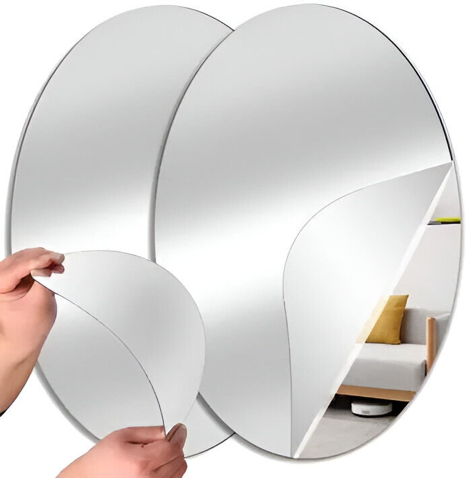 30 cm X 20 cm Oval Shape Mirror Sticker – Home & Bathroom(Pack of 2) Bathroom Mirror-image-37