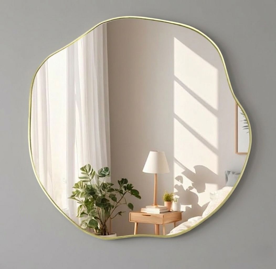 Golden Fram round mirror Bathroom Mirror-image-14