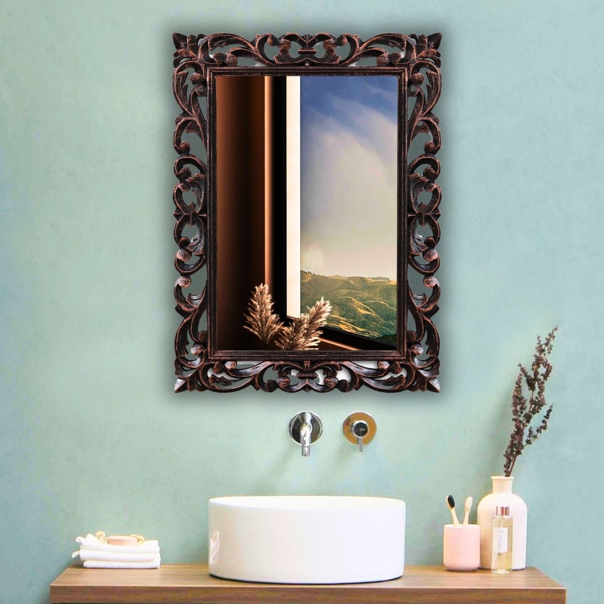 the deqor Wall Mirror For Bathroom, Basin Mirror, Mirror For Room, Glass-18”X24”-CM1824A4 Bathroom Mirror-picture-10