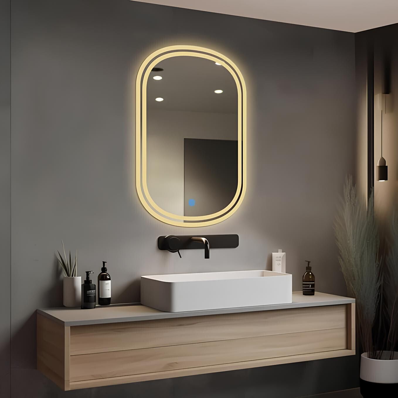 sanif SHOP_Capsul LED Mirror For Bathroom Size 18x24, Decorative Mirror with Lights Bathroom Mirror-picture-29