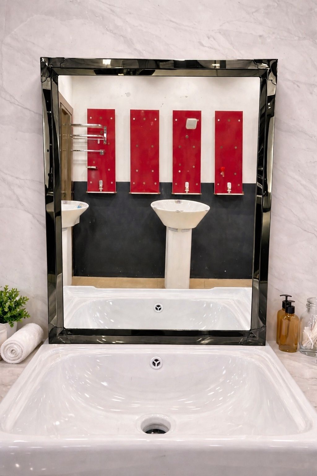 luppras Zara glass Steel Frame Mirror k2 Bathroom Mirror-picture-14