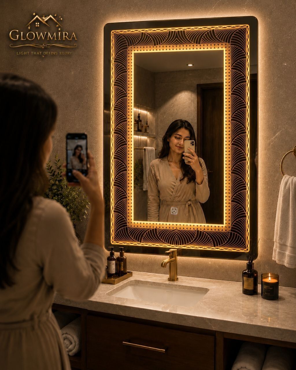 glowmira Oval LED Wall Mirror for Bathroom & Washbasin with Touch Sensor, 3 Lights 18x24 Lighted Mirror-picture-33